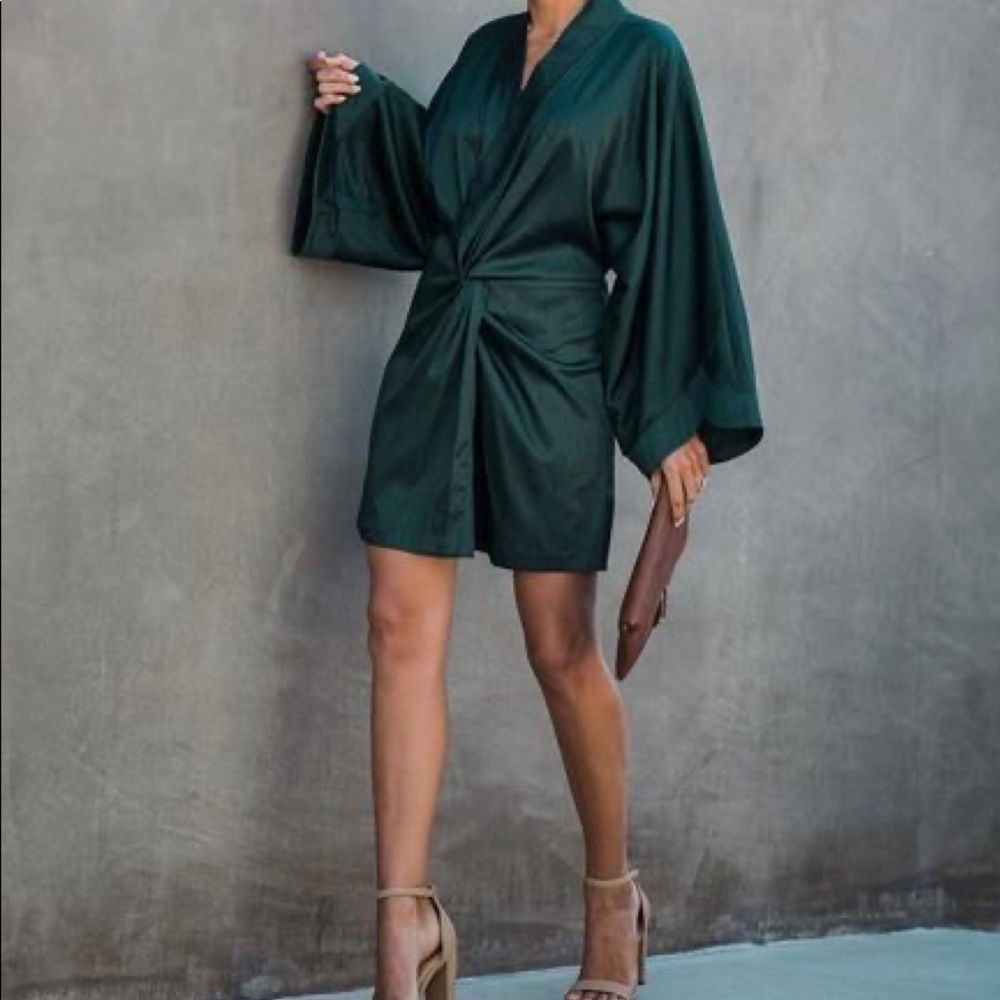 Kimono style faux wrap dress